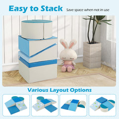 6 Piece Foam Climbing Toys for Toddlers with PU Leather Cover-Blue