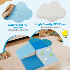 6 Piece Foam Climbing Toys for Toddlers with PU Leather Cover-Blue