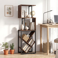 6-Tier Bookshelf with Open Display Shelves for Living Room-Rustic Brown