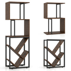 6-Tier Bookshelf with Open Display Shelves for Living Room-Rustic Brown