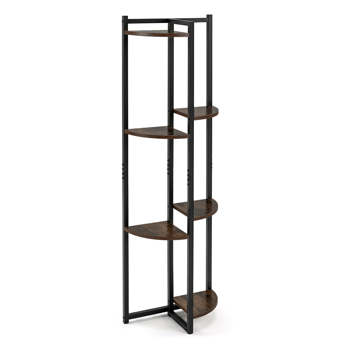 6-Tier Plant Stand Tiered Storage Shelf with 6 Fan-Shaped Shelves-Rusitcbrown