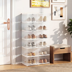 6-Tier Portable Shoe Organizer Set of 2 with Flip Front Door-Transparent