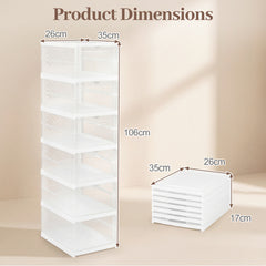 6-Tier Portable Shoe Organizer Set of 2 with Flip Front Door-Transparent