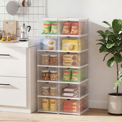 6-Tier Portable Shoe Organizer Set of 2 with Flip Front Door-Transparent