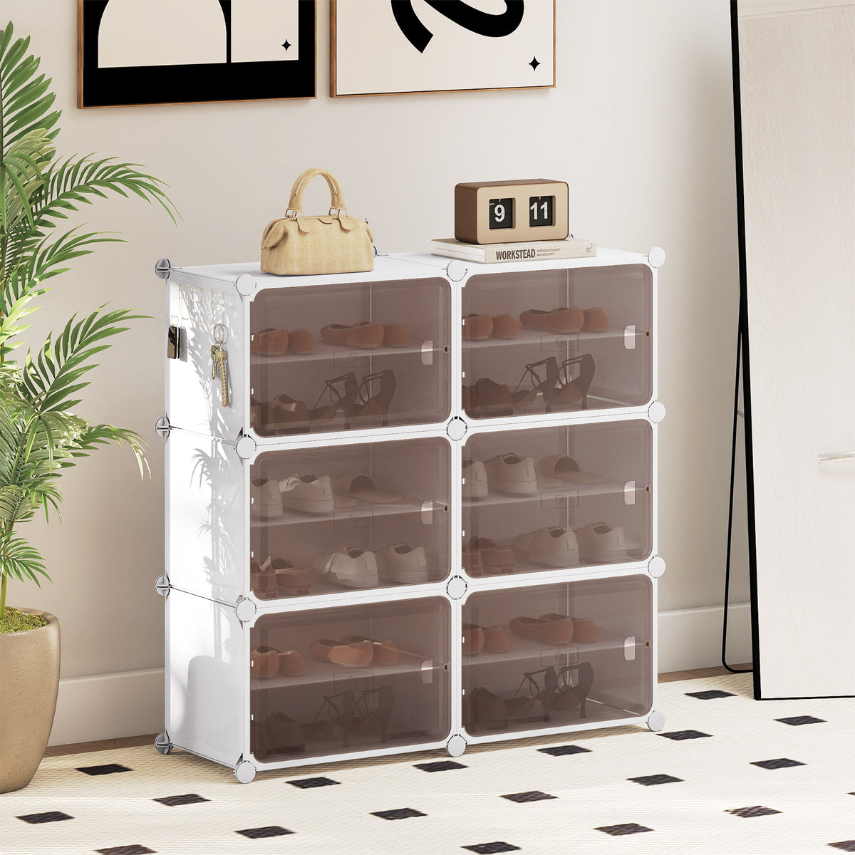 6 Tier Shoe Storage Cabinet with Removable Shelves