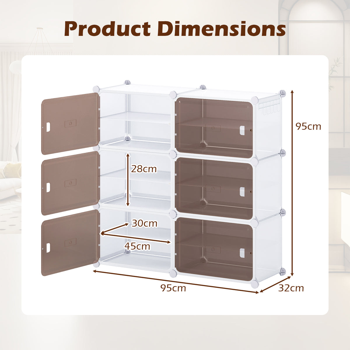 6 Tier Shoe Storage Cabinet with Removable Shelves