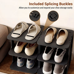 6-Tier Stackable Shoe Rack Small Vertical Shoe Organizer-Black