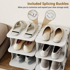 6-Tier Stackable Shoe Rack Small Vertical Shoe Organizer-White