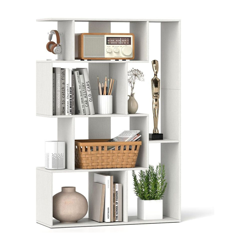 6-Cube Open-back Geometric Bookshelf with Anti-tip Kits in white, a modern shelving unit with open compartments