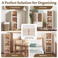 6-Cube Stackable Storage Bins with Lockable Wheels for for Kitchen Living Room Bedroom-White