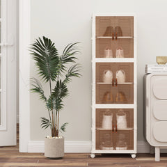 6-Cube Stackable Storage Bins with Lockable Wheels for for Kitchen Living Room Bedroom-White