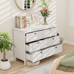 6-Drawer Wooden Chest of Drawers with Handles-white