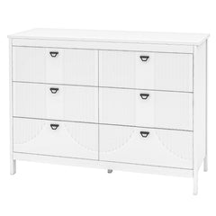 6-Drawer Wooden Chest of Drawers with Handles-white