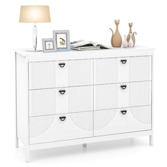 6-Drawer Wooden Chest of Drawers with Handles-white