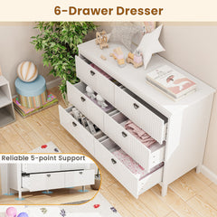6-Drawer Wooden Chest of Drawers with Handles-white