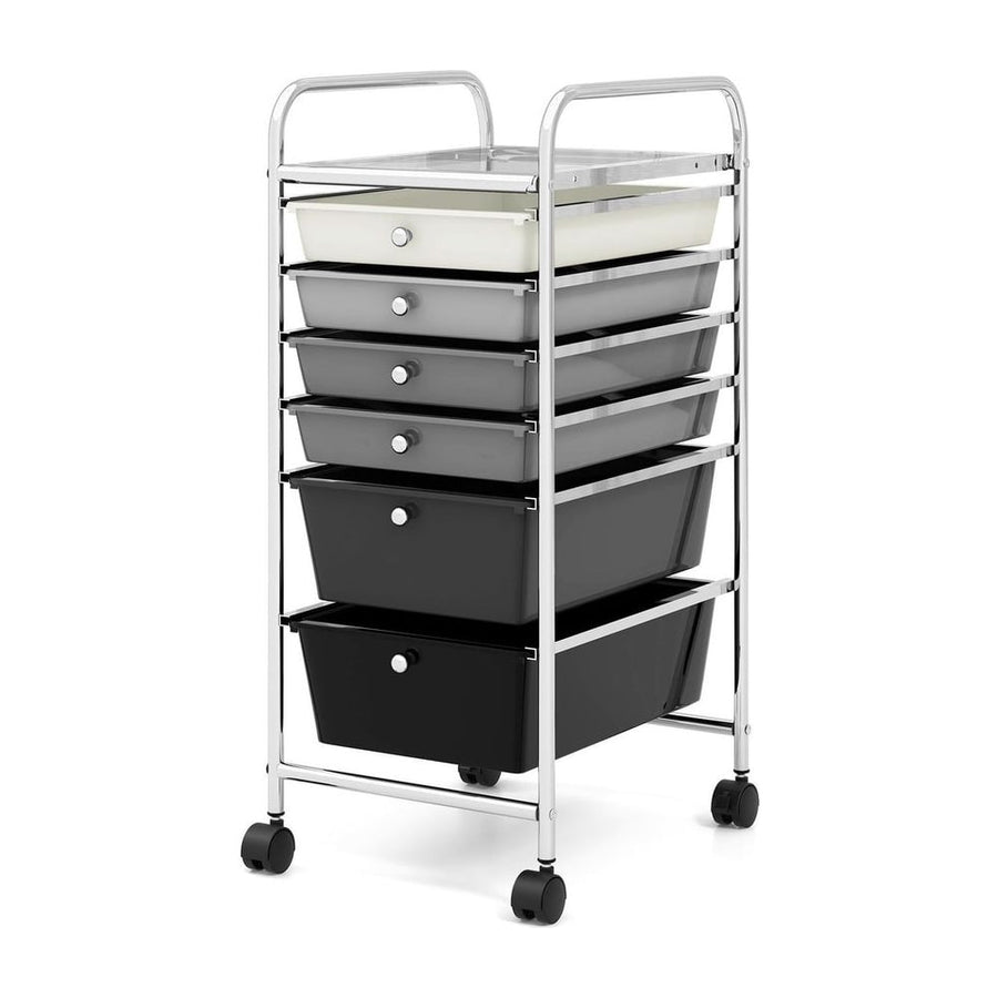 6 Drawers Storage Trolley with 4 Wheels for Makeup Beauty Salon-Black