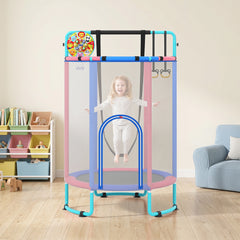 6-in-1 Kids Trampoline 140 cm Indoor Outdoor Trampoline with Swing-Navy