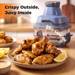 6-in-1 Portable Glass Air Fryer with Lids Built-in Thermostat-Blue
