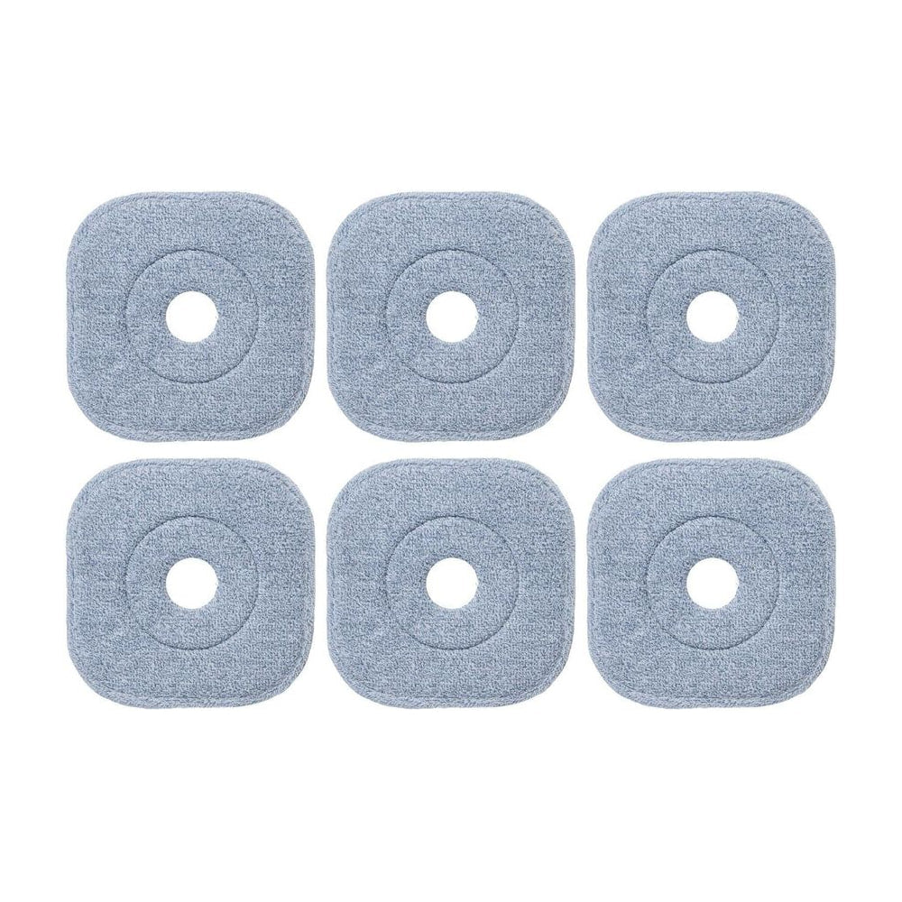 6 PCS Microfibre Mop Pads with Hook & Loop Fasteners Washable for Home Cleaning