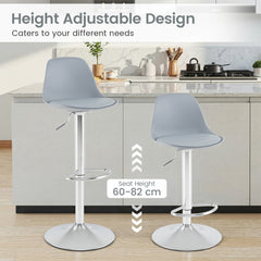 60-82 cm Seat Height Bar Stools Set of 2 with Backrests-Grey