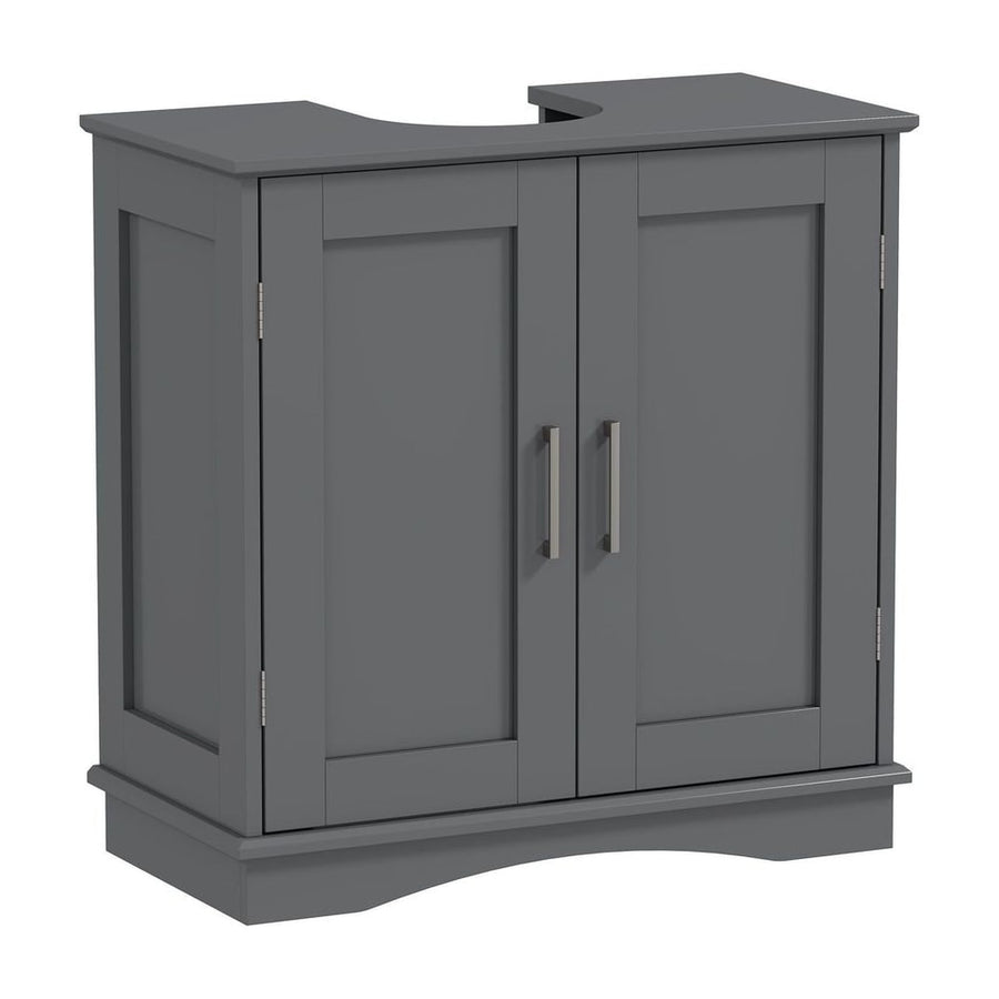 60 cm Pedestal Sink Bathroom Vanity Cabinet with Adjustable Shelf-Grey