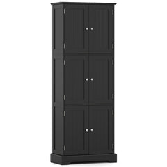 60 x 30 x 160 CM Tall Bathroom Storage Cabinet with 6 Doors-Black