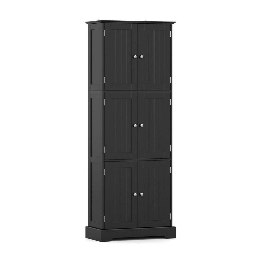 60 x 30 x 160 CM Tall Bathroom Storage Cabinet with 6 Doors-Black