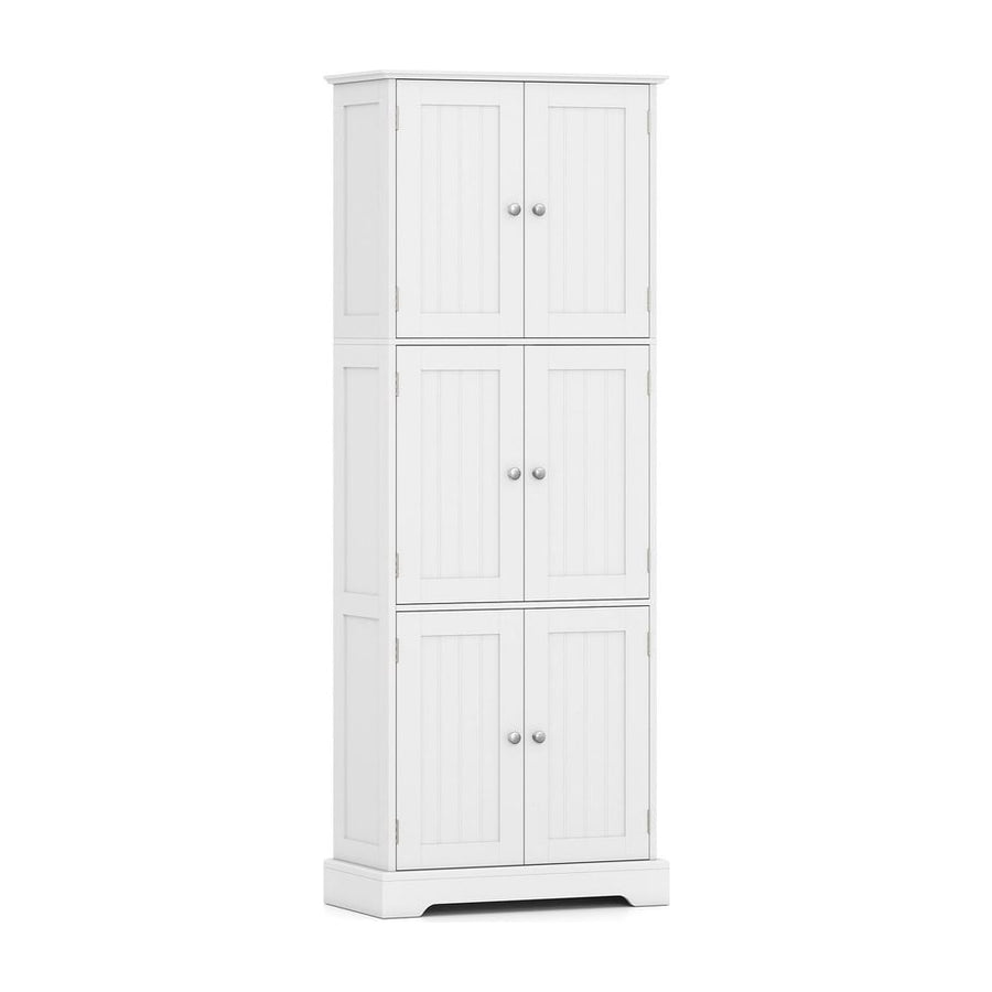 60 x 30 x 160 CM Tall Bathroom Storage Cabinet with 6 Doors-White