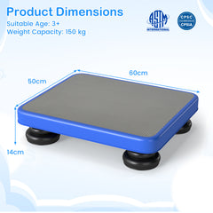 60 x 50 cm Kids Rebounder Bouncing Board with Elastic Rope and Non-Slip Base & Feet for Ages 3+-Blue