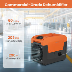 60L/Day Commercial Dehumidifier with Pump Portable Industrial Dehumidifier-Orange