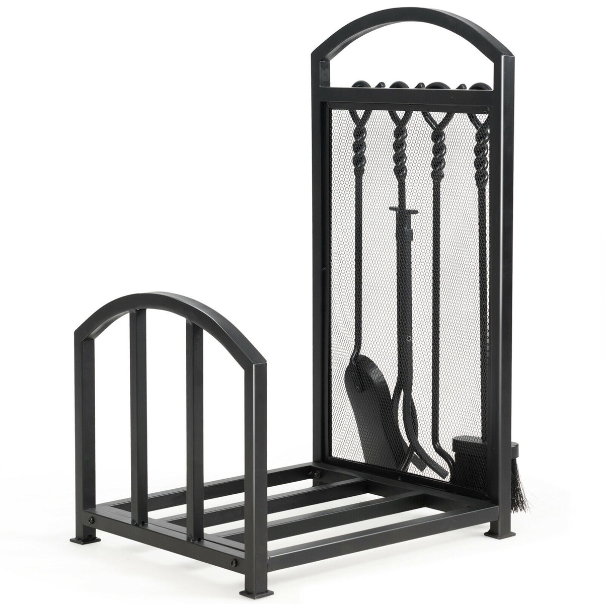 Firewood Rack with 4 Tools Fireplace Log Storage Holder Set