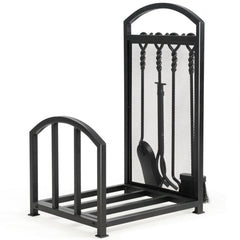 Firewood Rack with 4 Tools Fireplace Log Storage Holder Set