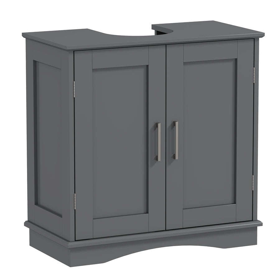 60 cm Pedestal Sink Bathroom Vanity Cabinet with Adjustable Shelf-Grey