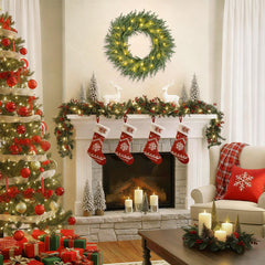 60cm Artificial Pre-Lit Christmas Wreath with Warm White LED Lights