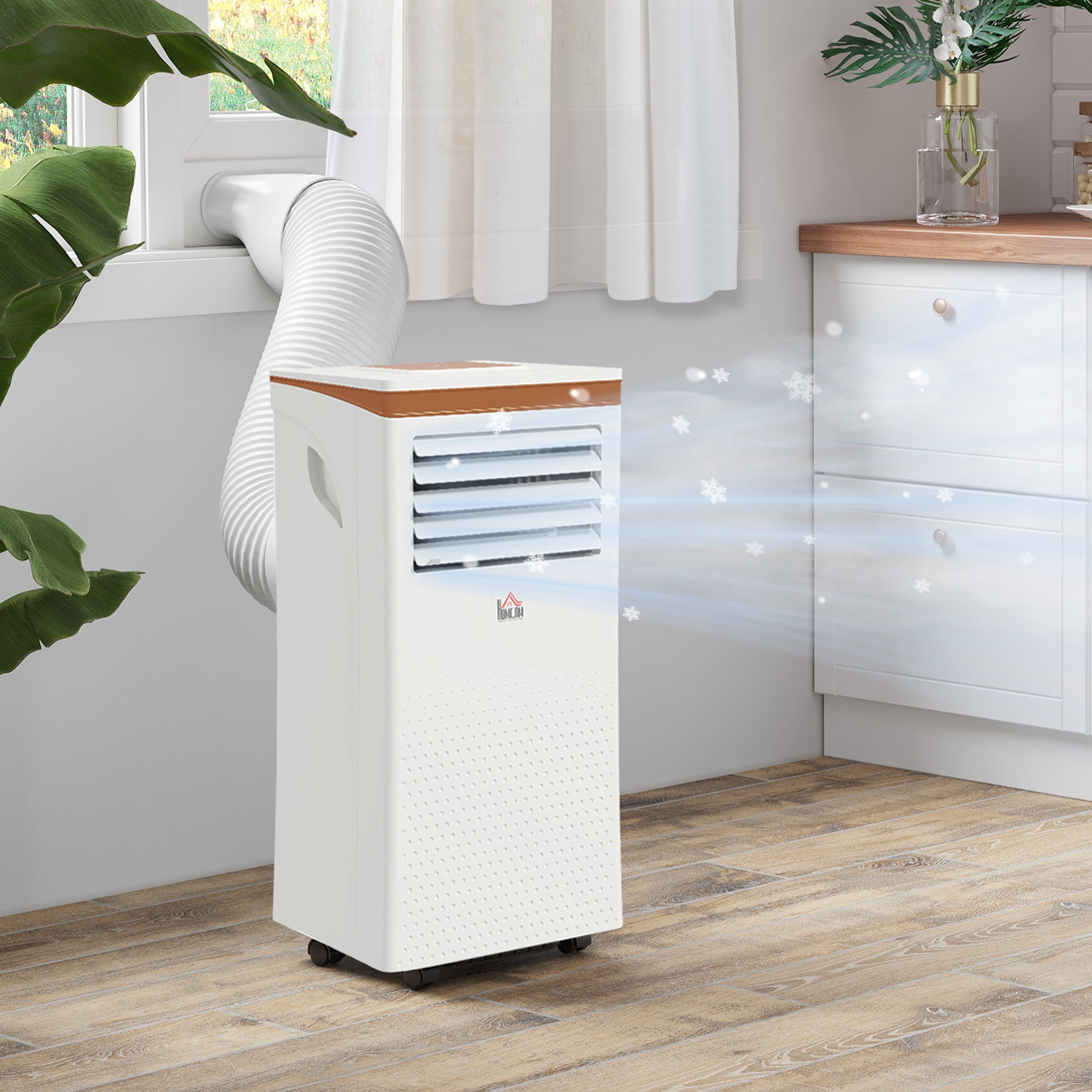 HOMCOM Portable Air Conditioner 10000 BTU, 4-in-1 Mobile Air Conditioning Unit with Cooling, Fan, Dehumidifier & Sleep Mode, LED Display, Remote Control, 24H Timer, Window Kit for Rooms up to 30√£≈Ω¬°