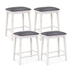 61/74 cm Upholstered Bar Stool Set of 4-61 cm set of four white stools with grey seats