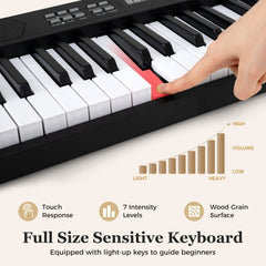 61-Key Foldable Piano Keyboard Full-size Electronic Keyboard with MIDI and Split Function-Black