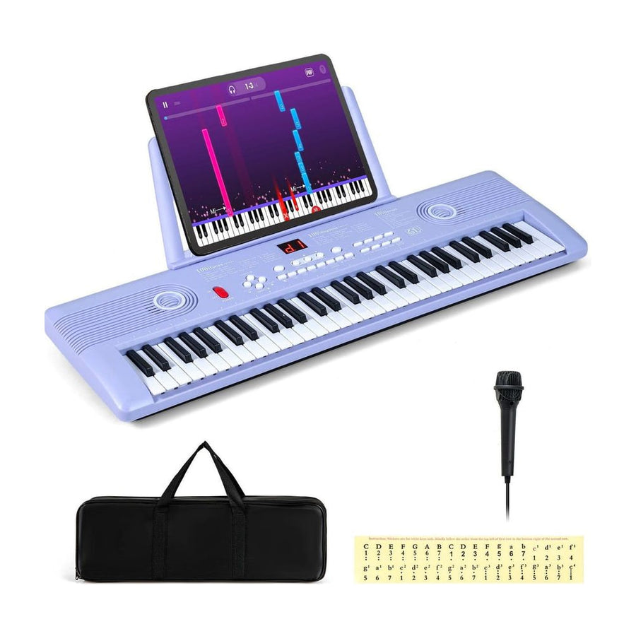 61 Key Keyboard Piano with Music Stand for Beginners-Purple