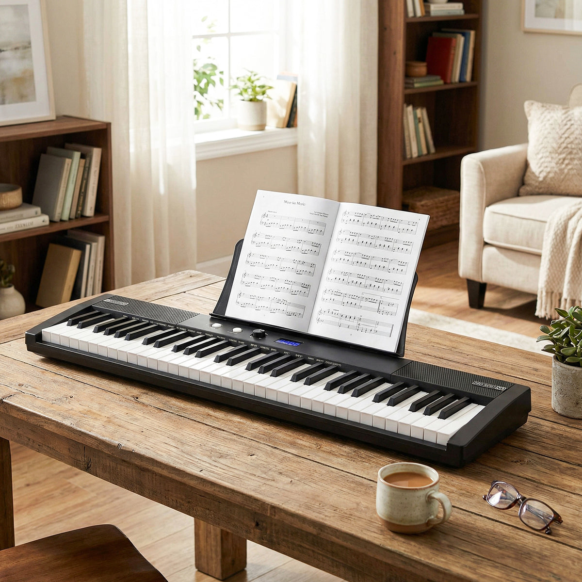 61 Keys Beginners Piano Keyboard Electric Keyboard Kit with Adjustable Stand-Black