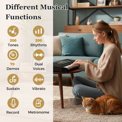 61 Keys Beginners Piano Keyboard in Black, image 5