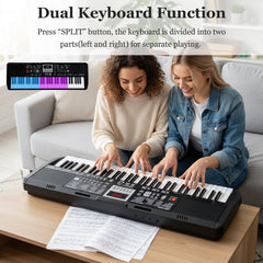 61 Keys Beginners Piano Keyboard in Black, image 6