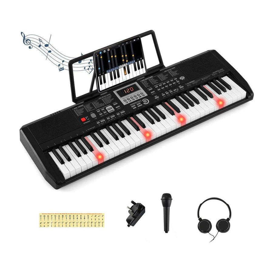 61 Keys Portable Keyboard with 200 Rhythms and 200 Tones for Beginners-Black