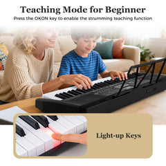 61 Keys Portable Keyboard with 200 Rhythms and 200 Tones for Beginners-Black