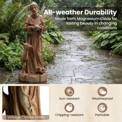62cm St. Francis Statue with Bird Feeder Saint Francis of Assisi Garden Decoration-Brown