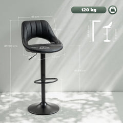 HOMCOM Set of Two Faux Leather Bar Stools - Black