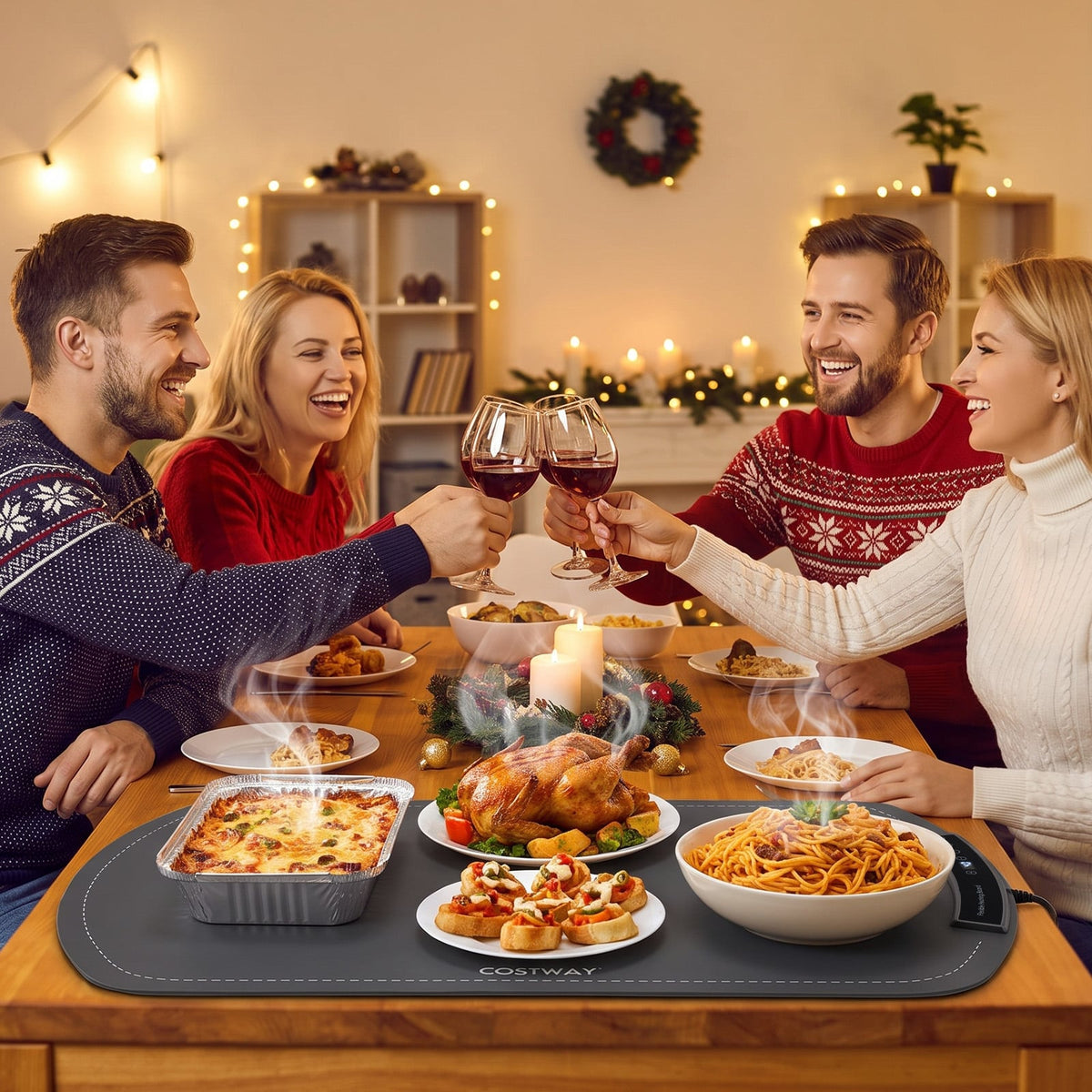 65 x 40 cm Food Warming Mat with Rapid Heating and Carrying Bag Included-Grey