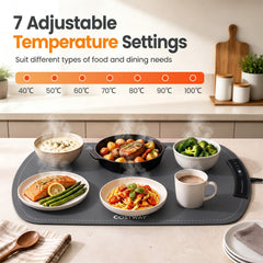 65 x 40 cm Food Warming Mat with Rapid Heating and Carrying Bag Included-Grey