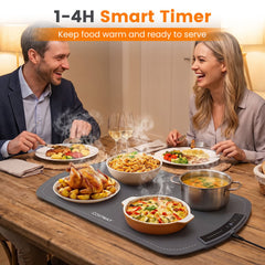 65 x 40 cm Food Warming Mat with Rapid Heating and Carrying Bag Included-Grey