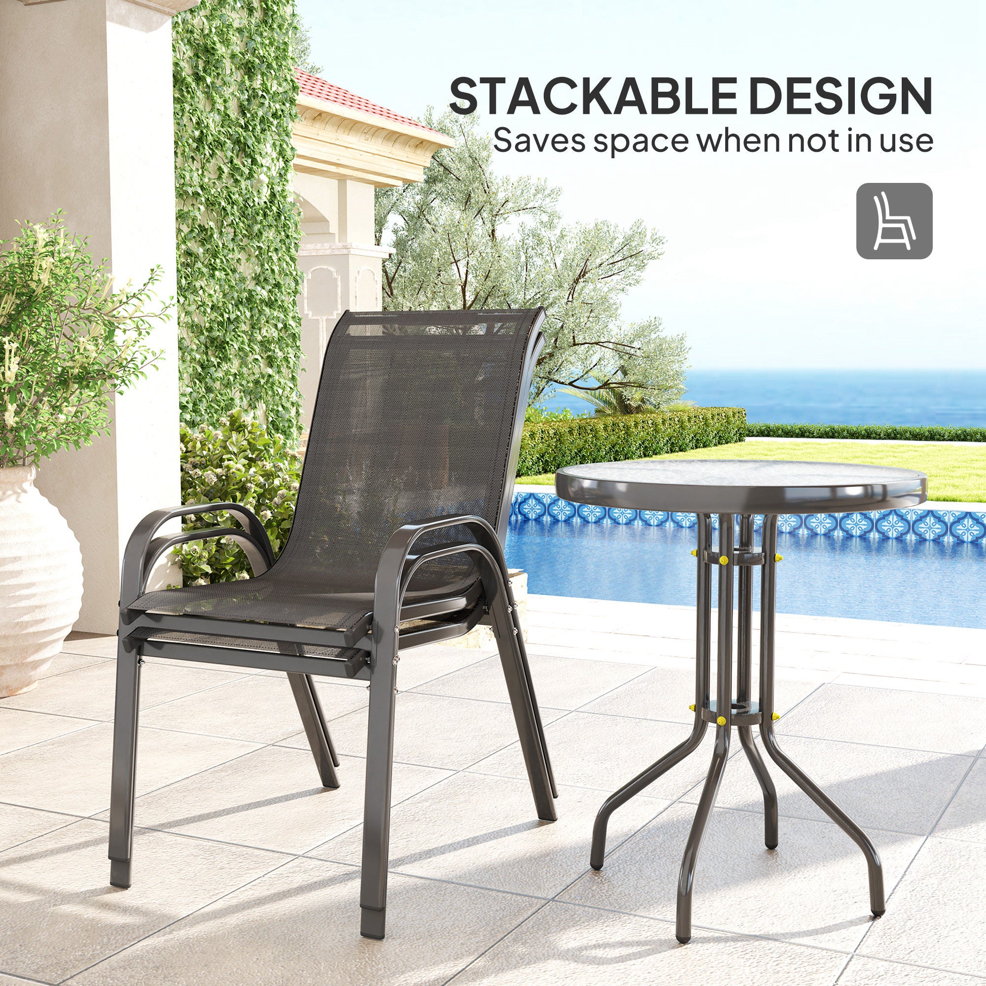 Outsunny Three-Piece Outdoor Garden Set - Black