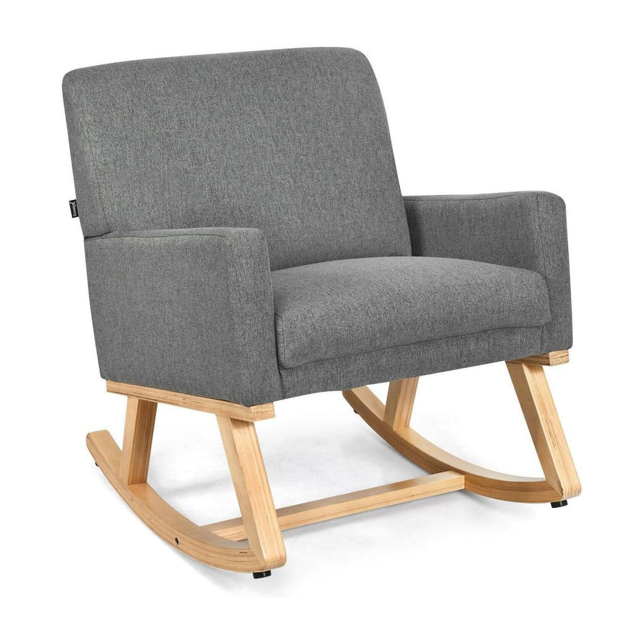 Fabric Upholstered Recliner Rocking Chair Armchair Lounge Sofa Seat Relax Rocker-Grey